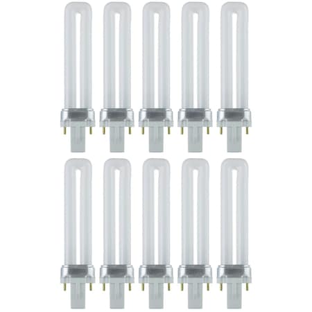 Sunlite PL7/SP27K Plugin U-Shaped Compact Fluorescent Lamp, 7W, 360 Lumens, 2700K, 2-Pin G23 Base, 10PK 40498-SU